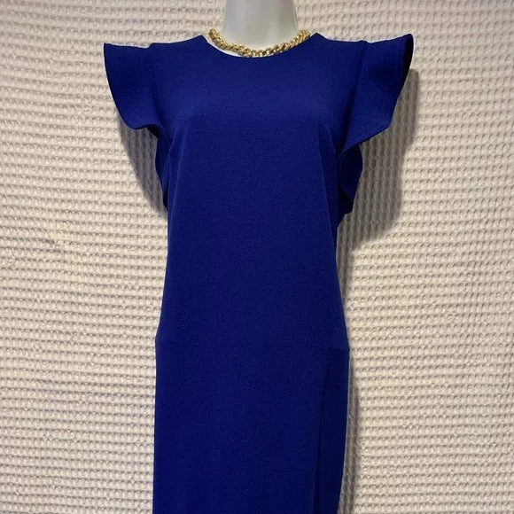 NEW Calvin Klein Royal Blue Sleeveless Dress with Gold Zipper Back NEW Calvin Klein Royal Blue Sleeveless Dress with Gold Zipper Back